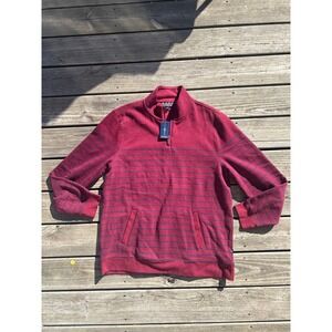 Club Room Mens XL Quarter‎ Zip Striped Pullover Sweatshirt Pockets NWT